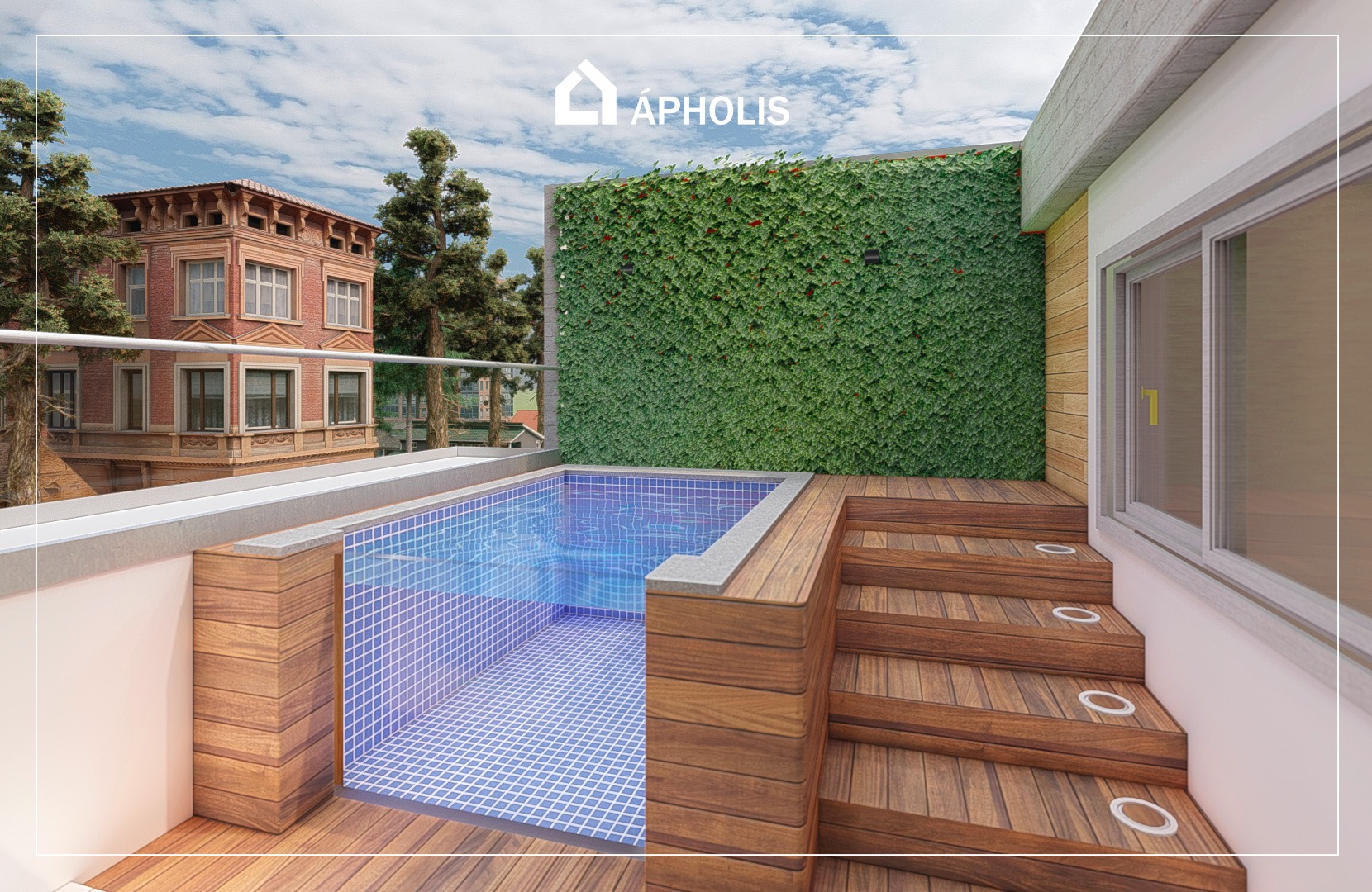 Área de lazer com piscina e deck, projetada para criar um ambiente perfeito de relaxamento e convivência. Um espaço planejado com atenção aos detalhes para proporcionar conforto e aproveitar momentos inesquecíveis ao ar livre.